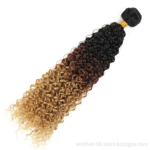 MYZYR Ombre Kinky Curly Hair Bundles Synthetic Hair Weaves 14"-26'' Bundles With Closure Hair Extensions